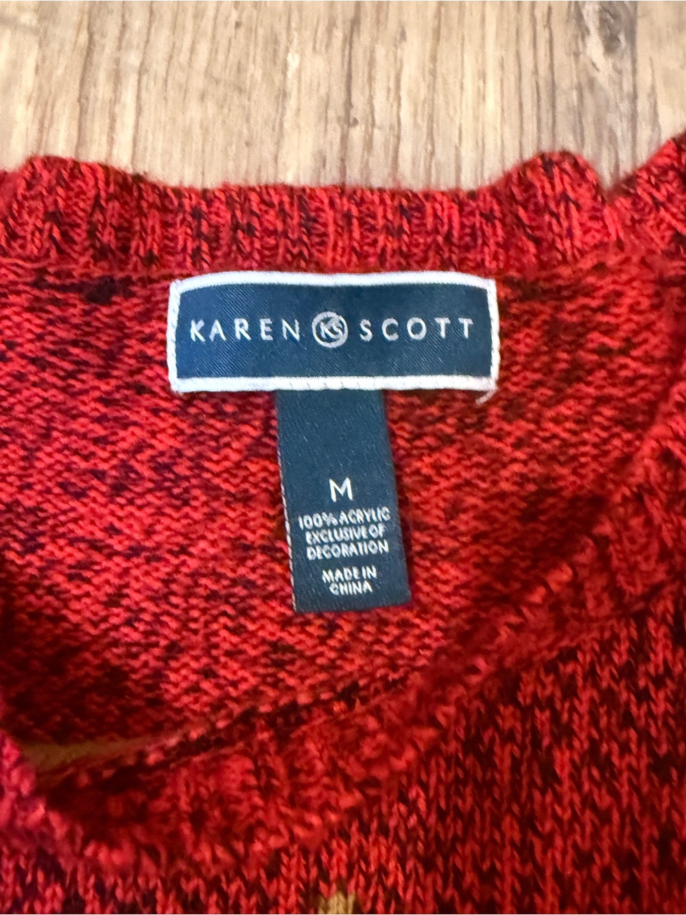 Karen Scott Red Holiday Crewneck Sweater with Reindeer and Santa Christmas - Picture 2 of 4